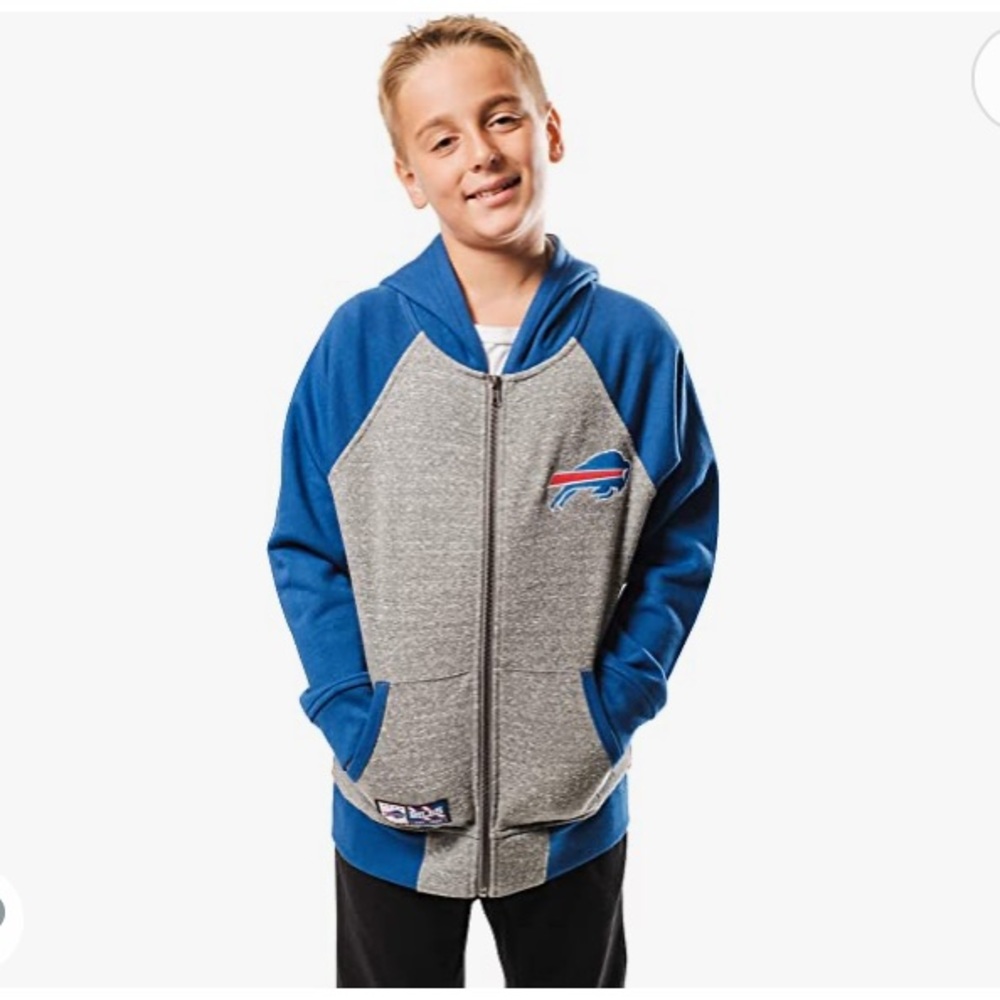 Buffalo Bills NFL Boys' Standard Full Zip Soft Fleece Raglan Hoodie